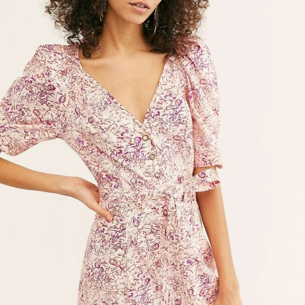 Free People Floral Jumpsuit Rosebud Size 4 NWOT